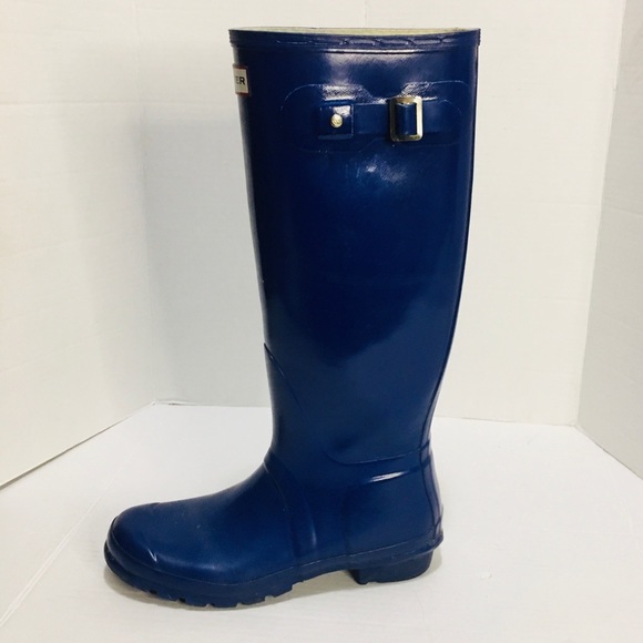 HUNTER Talk Pull On Blue Boots Size 8M - Picture 5 of 13